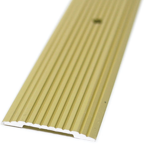 M-D 79095 Seam Binder, 72 in L, 1-1/4 in W, Fluted Surface, Aluminum, Satin Brass