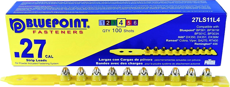 Blue Point Fasteners 27LS11L4P Powder Load, 0.27 Caliber, Yellow Code, Pack of 10