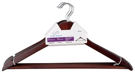 Simple Spaces HEA00040G Cloth Hanger Set, 6.6 lb Capacity, Steel/Wood, Mahogany