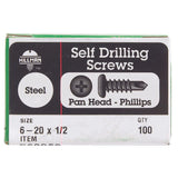 HILLMAN No. 6-20 X 1/2 in. L Phillips Pan Head Self-Drilling Screws 100 pk