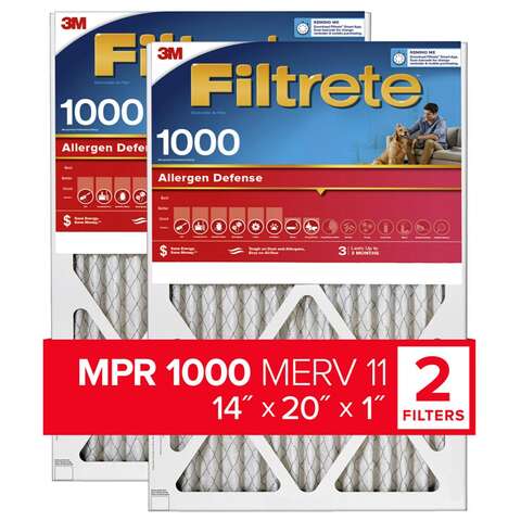 Filtrete 14 in. W X 20 in. H X 1 in. D 11 MERV Pleated Air Filter 2 pk, Pack of 3