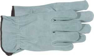 Boss 4065J Gloves, Driver, XL, Keystone Thumb, Open, Shirred Elastic Back Cuff, Cowhide Leather, Gray