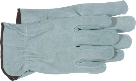 Boss 4065J Gloves, Driver, XL, Keystone Thumb, Open, Shirred Elastic Back Cuff, Cowhide Leather, Gray