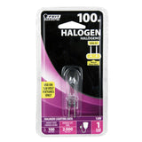 Feit Electric BPQ100T4/JCD/RP Halogen Bulb, 100 W, GY6.35 Lamp Base, T4 Lamp, 1600 Lumens, 3000 K Color Temp, Pack of 12
