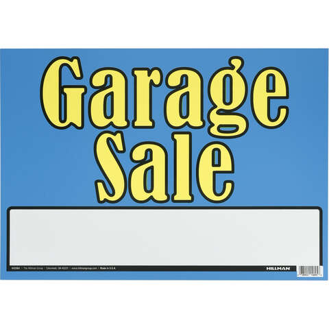 HILLMAN English Blue Garage Sale Sign 10 in. H X 14 in. W, Pack of 6