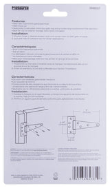 ProSource HTH-G06-C2PS T-Hinge, Galvanized Steel, Galvanized Brass Pin, Fixed Pin, 180 deg Range of Motion, 96 (Pair) lb