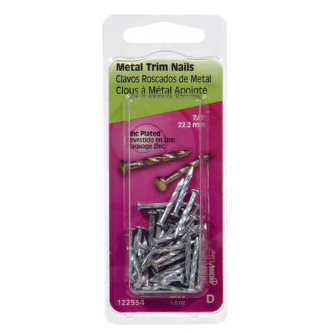 HILLMAN 7/8 in. Trim Zinc-Plated Steel Nail Flat Head, Pack of 6