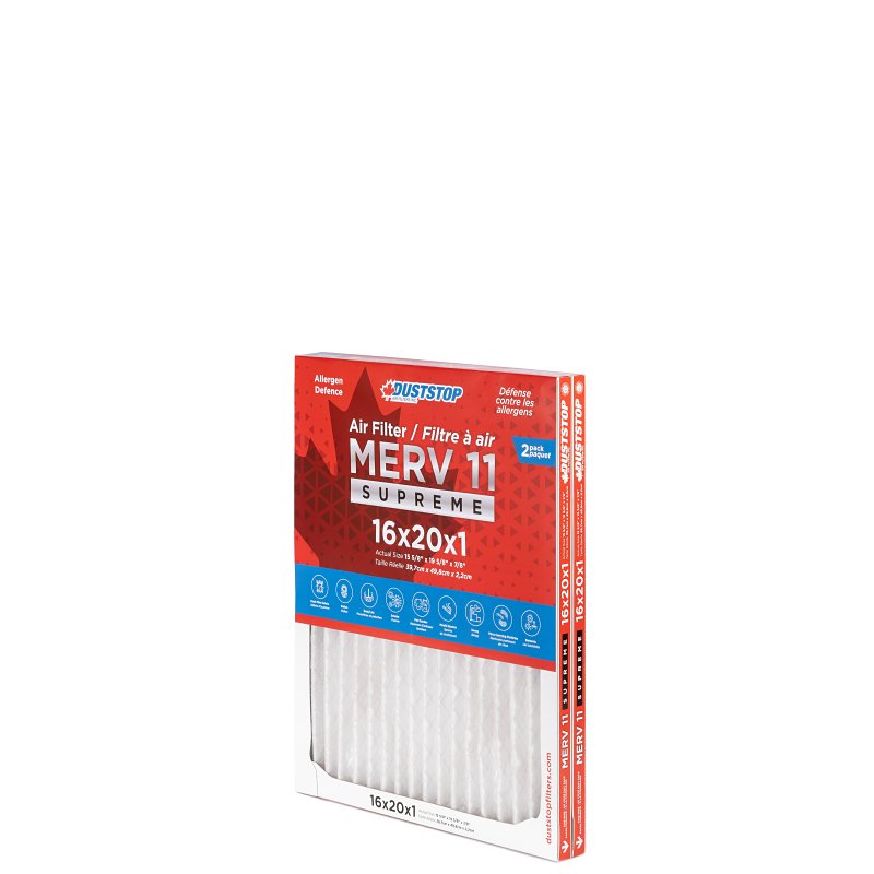 Duststop DP1620M11PR2 Air Filter, 20 in L, 16 in W, 11 MERV, Pack of 6