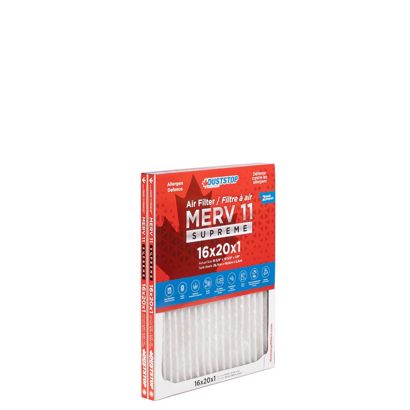 Duststop DP1620M11PR2 Air Filter, 20 in L, 16 in W, 11 MERV, Pack of 6