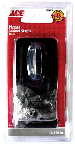 Ace Black Steel 3-1/4 in. L Swivel Staple Safety Hasp, Pack of 5