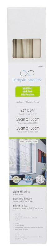 Simple Spaces PVCMB-1AA Blind, 64 in L, 23 in W, Vinyl, Alabaster
