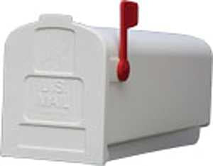 Gibraltar Mailboxes Parson PL10W0201 Series Rural Mailbox, White, 875 cu-in Capacity, Plastic, 7.9 in W, 19.4 in D