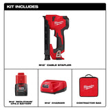 Milwaukee M12 2448-21 Cable Stapler Kit, Battery Included, 12 V, 2 Ah, 2.65 in W Crown, 6-1/2 in L Leg, 45 Magazine