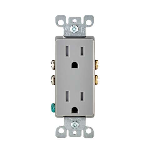 Leviton Decora 15 amps 125 V Duplex Light Gray Tamper Resistant Outlet 5-15R 1 pk