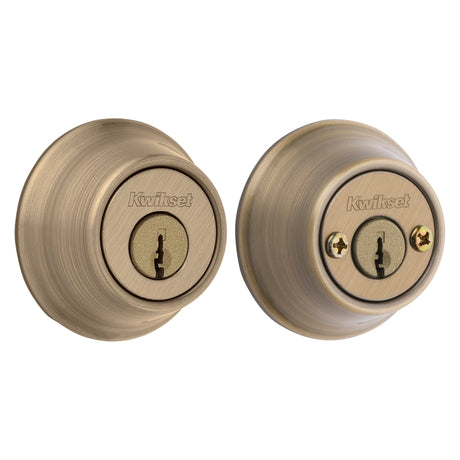 Kwikset 660 Series 665 5RCLRCSK3BX Deadbolt, 3 Grade, Keyed Alike Key, Steel, Antique Brass, 2-3/8, 2-3/4 in Backset, Pack of 3