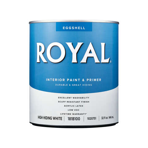 Royal Eggshell High Hiding White Water-Based Paint Interior 1 qt, Pack of 4