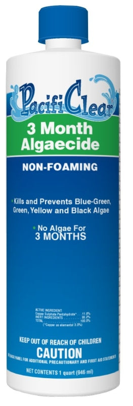 PacifiClear F050001012PC 3-Month Algaecide, 1 qt Bottle, Liquid