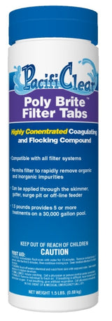 PacifiClear Poly-Brite F033002018PC Filter Clarifier Chemical, 1.5 lb Bottle, Tablet