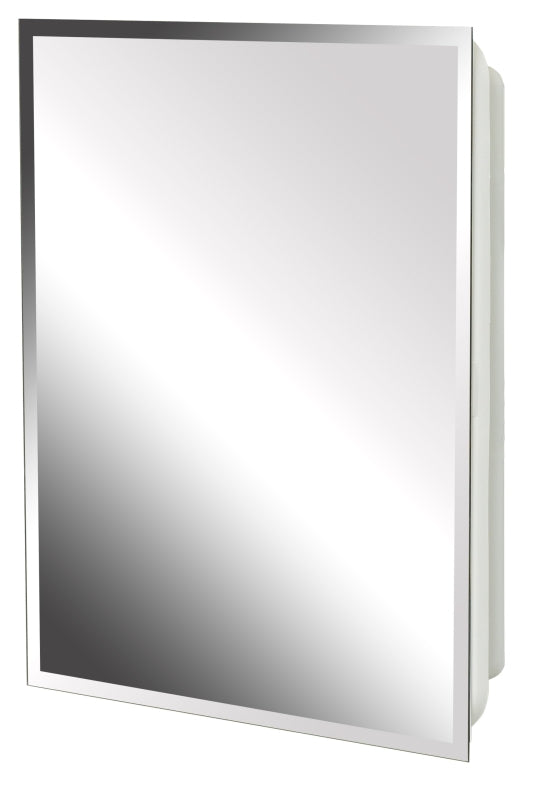 Zenith MP109 Medicine Cabinet, 16 in OAW, 4-1/2 in OAD, 20 in OAH, Polystyrene, Metallic, 2-Shelf, 1-Door