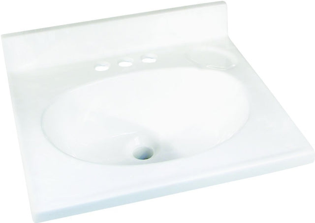 Foremost WS-1719 Vanity Top, 19 in OAL, 17 in OAW, Marble, Solid White, Counter Top Edge