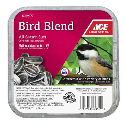 Ace Bird Blend Assorted Species Beef Suet 11 oz, Pack of 12