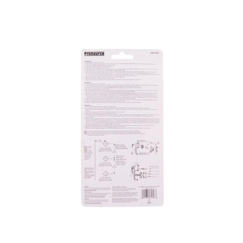 ProSource 47015-UW-PS Pushbutton Latch, Zinc, White, 5/8 to 1-1/2 in Thick Door, 5/8 in Backset