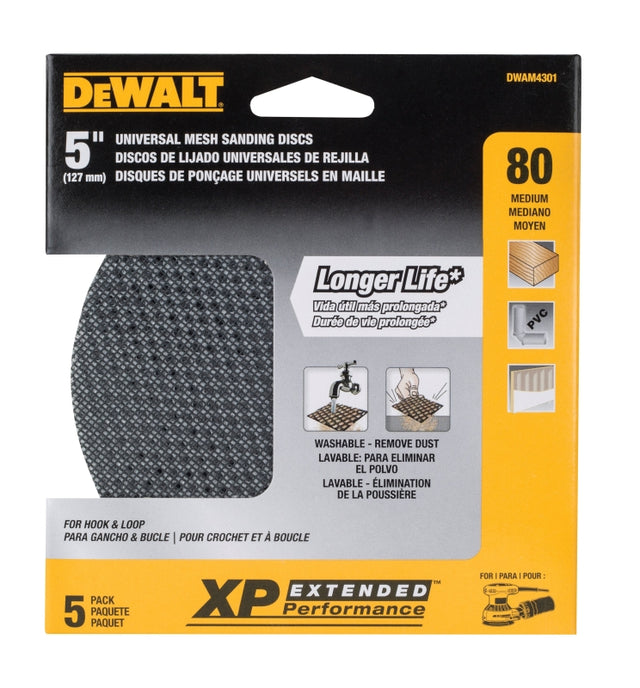 DEWALT DWAM4301 Sanding Disc, 5 in Dia, 80 Grit, Medium, Silicone Carbide Abrasive