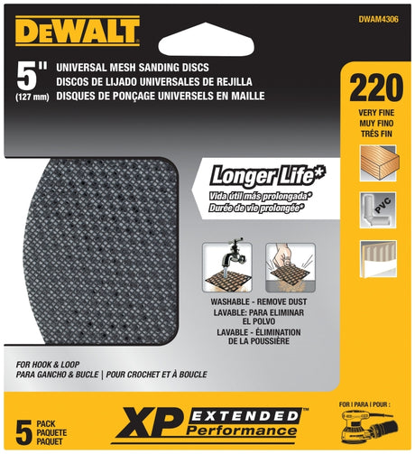 DEWALT DWAM4306 Sanding Disc, 5 in Dia, 220 Grit, Very Fine, Silicone Carbide Abrasive