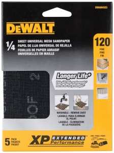 DEWALT DWAM4323 Mesh Sandpaper, 4-1/2 in W, 5-1/2 in L, 120 Grit, Fine, Silicon Carbide Abrasive