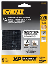 DEWALT DWAM4326 Mesh Sandpaper, 4-1/2 in W, 5-1/2 in L, 220 Grit, Very Fine, Silicon Carbide Abrasive