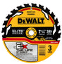 DEWALT ELITE Series DWAW714243PK Circular Saw Blade, 7-1/4 in Dia, 5/8 in Arbor, 24-Teeth, 3/PK