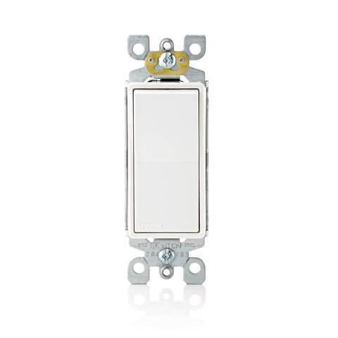 Leviton Decora 15 amps Single Pole Antimicrobial Treated Rocker AC Quiet Switch White 1 pk