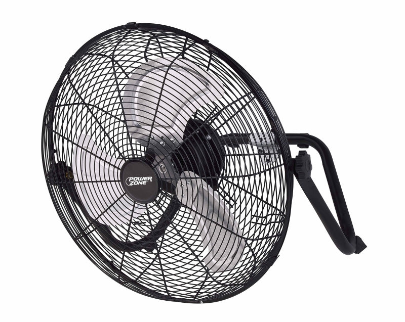 PowerZone LF-18 Floor Fan, 120 VAC, 18 in Dia Blade, 3-Blade, 3-Speed, 360 deg Rotating, Black