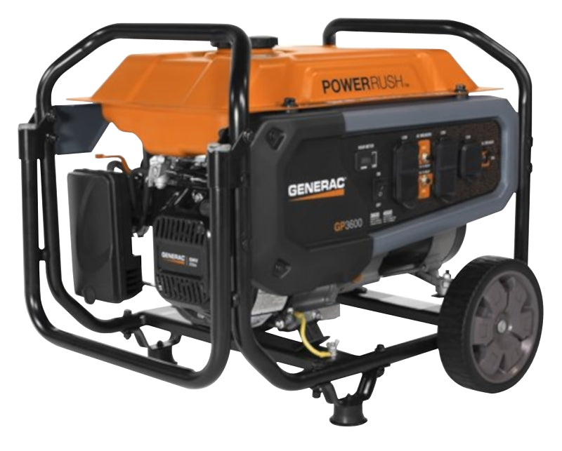 Generac GP Series 7677 Portable Generator, 30 A, 120 V, Gas, 3.7 gal Tank, 10.5 hr Run Time, Recoil Start
