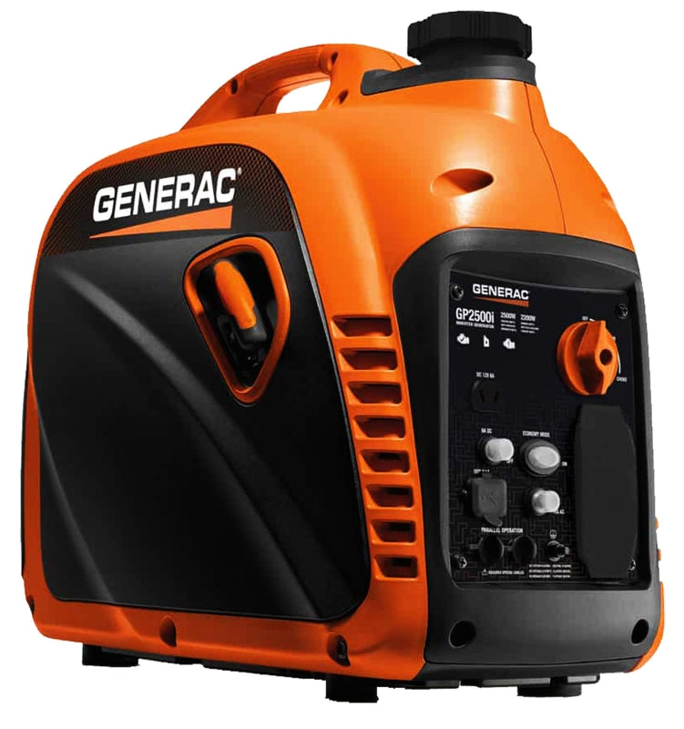 GENERAC GP 8250 Inverter Generator, 18.3 A, 120 VAC, 2200 to 2500 W Output, Gasoline, 1 gal Tank, Orange Housing