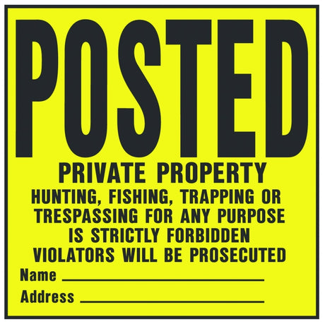 Hy-Ko YP-1 Novelty Legal Sign, Square, Black Legend, Yellow Background, Plastic, 11 in W x 11 in H Dimensions, Pack of 20