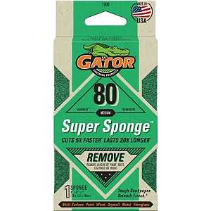 Gator 7300 Sanding Sponge, 5 in L, 3 in W, 80 Grit, Coarse, Aluminum Oxide Abrasive