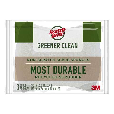 Scotch-Brite Greener Clean Non-Scratch Scrubber Sponge For Multi-Purpose 4.5 in. L 3 pk, Pack of 8