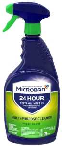 Microban 48587 Cleaner, 32 oz, Spray Bottle, Liquid, Fresh, Clear