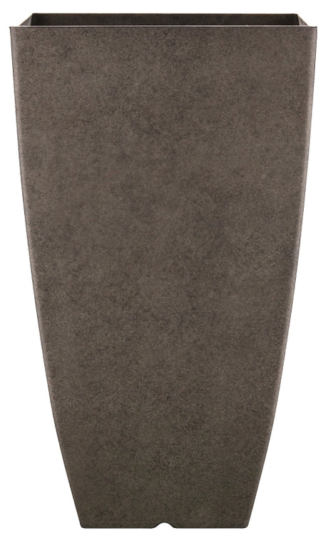 Southern Patio HDR-091691 Newland Planter, 21 in H, Square, Plastic/Resin, Gray, Stone Aesthetic