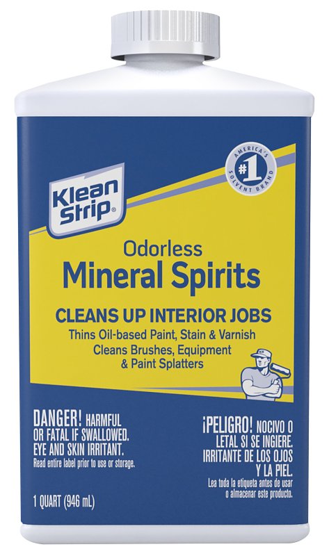 Klean Strip QKSP94005CA Mineral Spirit Thinner, Liquid, Aromatic Hydrocarbon, Clear, 1 qt Can, Pack of 6