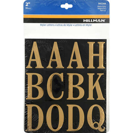HILLMAN 2 in. Reflective Gold Vinyl Self-Adhesive Letter Set A-Z 52 pc, Pack of 6