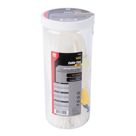 Gardner Bender 65001 Cable Tie, Double-Lock Locking, 4 in L, 650/PK