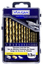 Vulcan 211560OR Carded Drill Bit Set, 13-Piece, High Speed Steel/Titanium Nitride, Bright Yellow