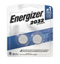 Energizer 2032BP-2 Coin Cell Battery, 3 V Battery, 235 mAh, CR2032 Battery, Manganese Dioxide, Lithium