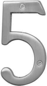 Hy-Ko Prestige Series BR-43SN/5 House Number, Character: 5, 4 in H Character, Nickel Character, Brass, Pack of 3