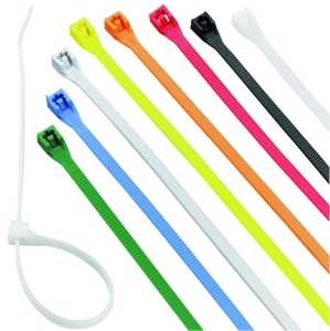 Calterm 73242 Cable Tie, 2 in Max Bundle Dia, 6/6 Nylon, Assorted, 8 in L