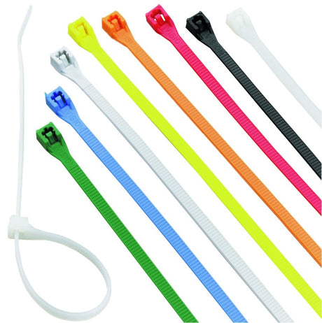 Calterm 73242 Cable Tie, 2 in Max Bundle Dia, 6/6 Nylon, Assorted, 8 in L