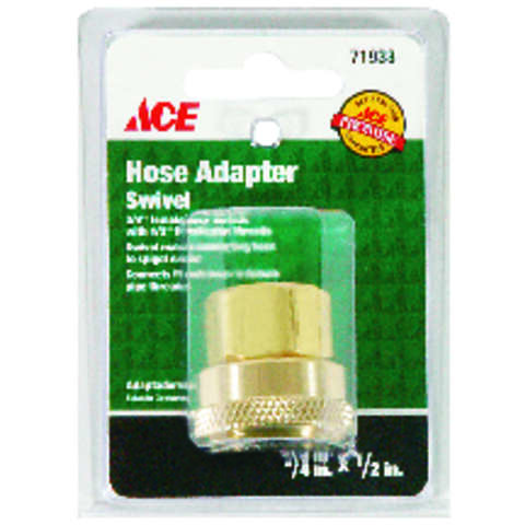 Ace 3/4 in. FHT x 1/2 in. Female in. Brass Threaded Female Hose Adapter, Pack of 5