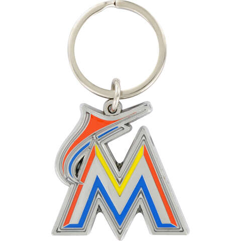 HILLMAN MLB Tempered Steel Silver Split Ring Keychain, Pack of 3